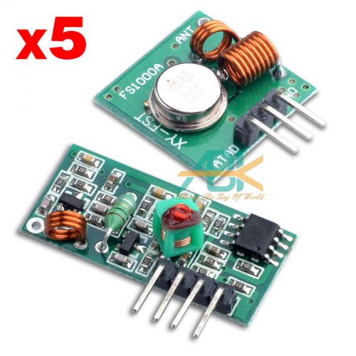 5pcs x receiver module kit for arduino project + 433m wireless transmitter modul for sale