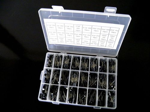 24value capacitor assortment kit 760pcs box kit 0.1uf - 1000uf 10v 16v 25v 50v 5 for sale