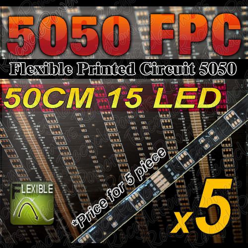 5 FPC 5050 50cm 15 leds flexible printed circuit black (led not included)