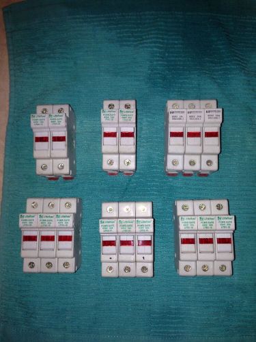 LOT OF 5 LITTLEFUSE AND 1 MARATHON FUSEHOLDERS WITH FUSES !  600V 30A