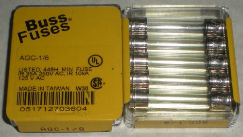 ELECTRICAL FUSE COOPER BUSSMANN EATON 125mA 1/8 AMP ACG1/8 FAST ACTING 1-1/4&#034;