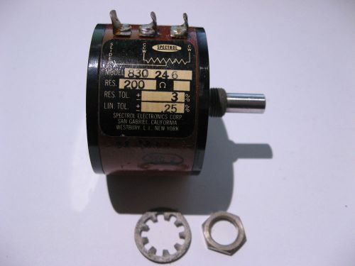 Qty 1 Spectrol Model 830-246 Multi 3 Turn Potentiometer 200 Ohm Panel Mount Used