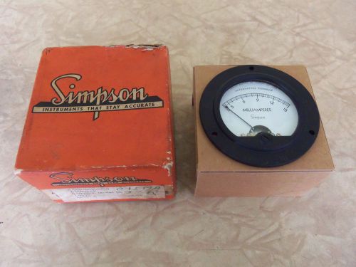 NEW Simpson Milliamperes Gauge AC Model 55 AMP Meter Round 3 1/2&#034; Instrument