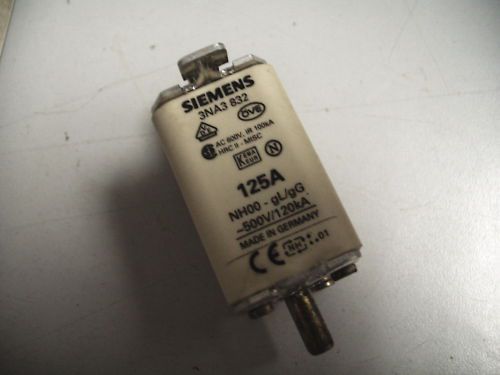 Siemens 3na3 3na3832 500vac 125a nh00 gl/gg lv hrc fuse quantity!!! for sale