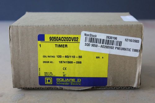 9050-AO-20D-V02 SQUARE D PNEUMATIC TIMER 600V 10AMP New in Box!