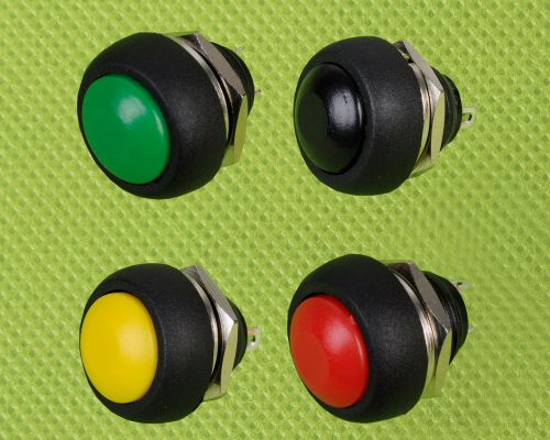 4pcs Green Yellow Black Red  12mm Waterproof Momentary Push button Switch