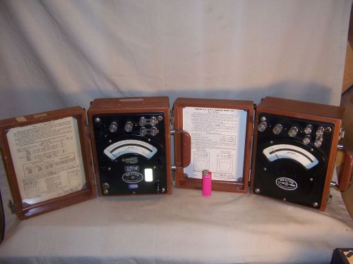 2 Awesome Vintage Wood Case Meters Great Steampunk Bar Mancave Decor Chrome