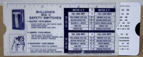 Paper calculator-vintage-&#034;bulldog&#039;s safety switches-los angeles,ca&#034; 1958  (w13) for sale