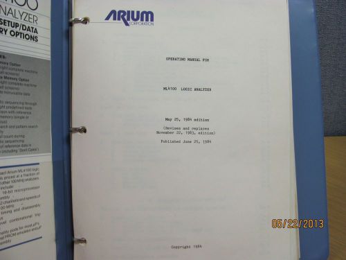ATRIUM MODEL ML4100: Logic Analyzer - Operating Manual, product # 16652