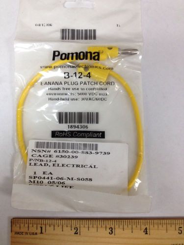 Pomona b-12-4 yellow 12&#034; banana plug patch cord for sale