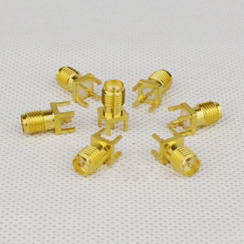 100pcs gold rp sma female plug center solder pcb clip mount rf connectors plug for sale
