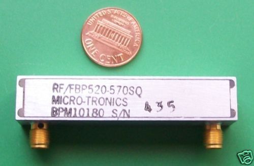 RF microwave bandpass filter, 545 MHz / 80 MHz, data