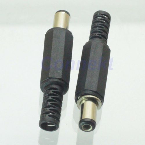 2pc DC Power Male plug Connector 5.5mm x 2.1mm Adapter Plastic Handle Black Head