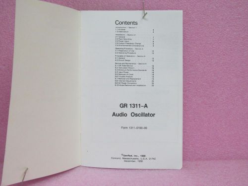 General Radio Manual 1311-A Audio Oscillator Instruction Manual w/Schem. (12/88)