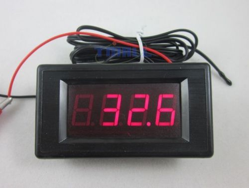 DC12V Red Digital Thermometer High Low Alarm -60~125C Temperature +2m Temp Probe