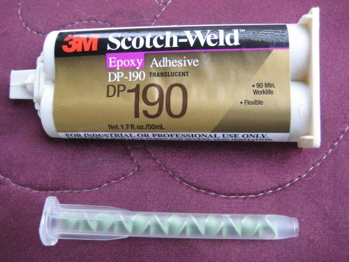 ONE NEW 3M SCOTCH-WELD EPOXY ADHESIVE TRANSLUGE DP-190 1.7 OZ WITH MIXING NOZZLE