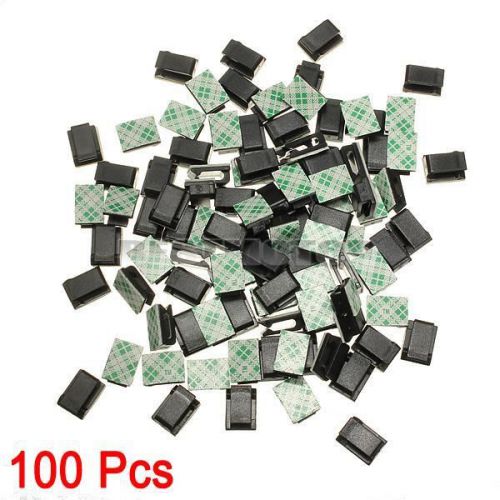 100x self-adhesive rectangle wire tie cable mount clamp clip black 13x 9.5x 6mm for sale