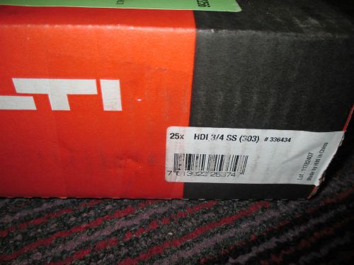 New hilti box of 25 drop in 3/4&#034; hdi 303 ss anchors 336434, nib ready to work for sale