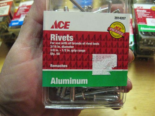 50 ACE Hardware Aluminum Rivets 3/16&#034; Diameter 3/8-1/2 Grip Range  2014207