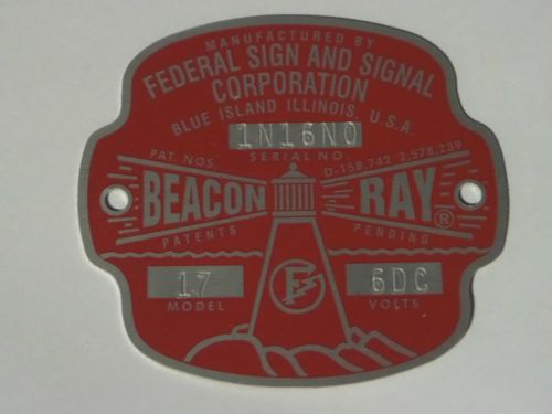Federal sign and signal model 17 beacon ray 6 volt replacement badge for sale