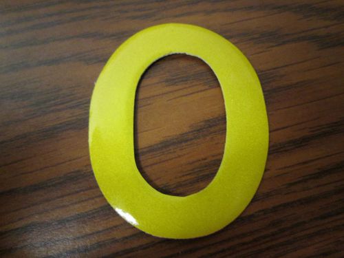 0 (Zero), Adhesive Fire Helmet Numbers, Lime/Yellow, Lot of 14, NEW