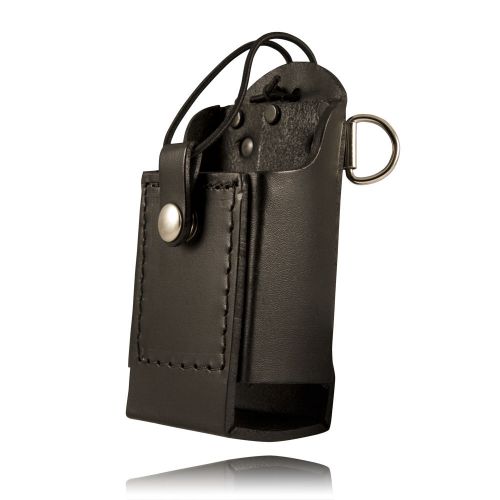 Boston leather 5481rc-1-e black 6&#034; firefighter&#039;s radio holder w/d-rings &amp; strap for sale