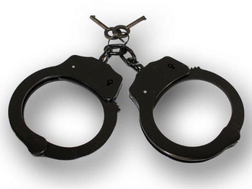 New Police Double Lock Style Handcuffs Black Steel