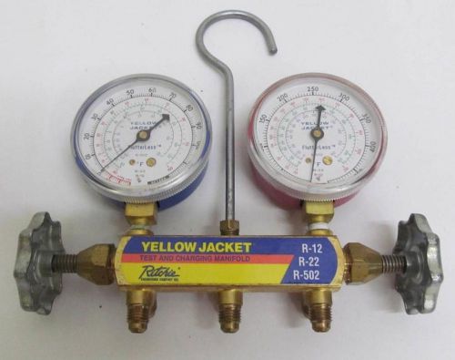 Ritchie yellow jacket flutterless test and charging manifold r-12 r-22 r-502 for sale