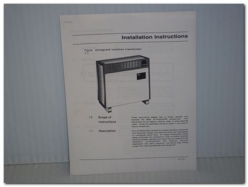Mge ultraguard isolation transformer installation instructions manual for sale