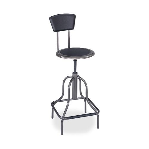 Safco 6664 Industrial Stool Seat Height 22in-27in Seat Back 12inx7in Pewter