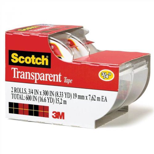 NEW Scotch Transparent Tape, 3/4 in x 250 Inches, 2 Rolls, 3M