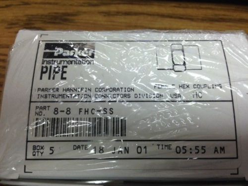 New box of 5ea parker 8-8 fhc-ss, female hex coupling, pipe 1/2&#034; for sale