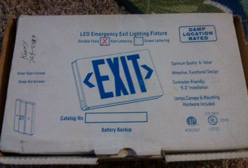Econlight red led  emergency exit lighting fixture w/ battery backup ~new in box for sale