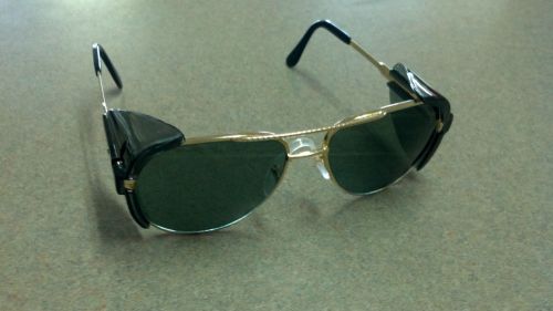 Aviator Safety Glasses With side shields Z87+ Dark Lens Gold frame