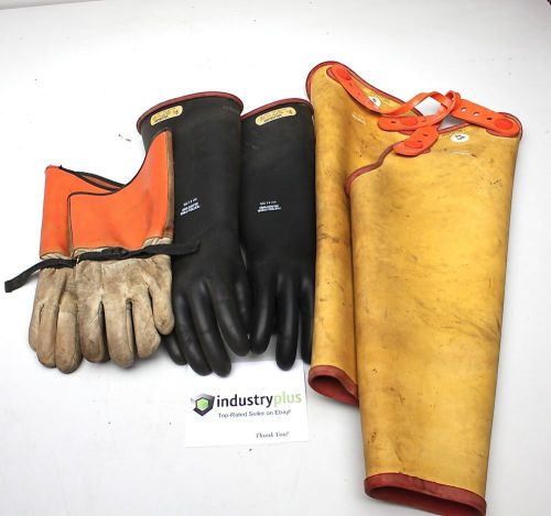 Salisbury d1051 d120 protective sleeves gloves yellow black 9.5 type i class 2 for sale