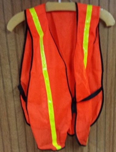Orange safety mesh vest w/2 reflective strips #v211r for sale