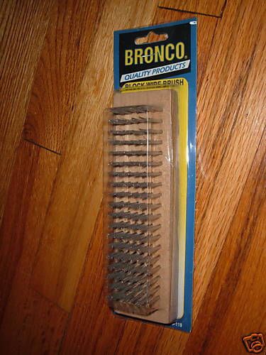 Vintage BRONCO Quality Products BLOCK WIRE BRUSH Brand New Wood Block Handle NIP