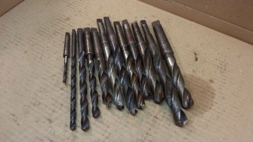 Lot of 12 Assorted makes Morse Taper #3 #2 #1 Shank HS Drill Bits