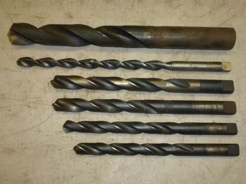 LOT of (6) ASSORTED DRILL BITS, ROUND SHANKS / 9/16&#034; to 1-1/4&#034; DIAMETERS