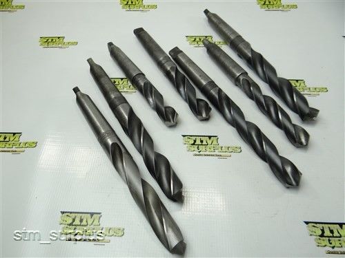 LOT OF 7 HSS MORSE TAPER SHANK TWIST DRILLS 7/8&#034; TO 1-1/64&#034; WITH 3MT NATIONAL