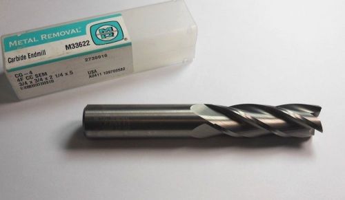 Metal removal carbide square end mill 3/4&#034; 4fl 2-1/4&#034; x 5&#034; m33622 &lt;600&gt; for sale