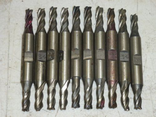LOT of (10) DOUBLE ENDED 1/4&#034; HSS END MILLS