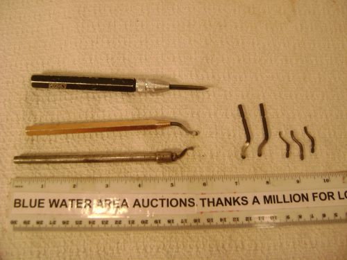 (3) machinist deburr, deburring tools, and (7) cutting tips, noga, j&amp;l, vargas for sale