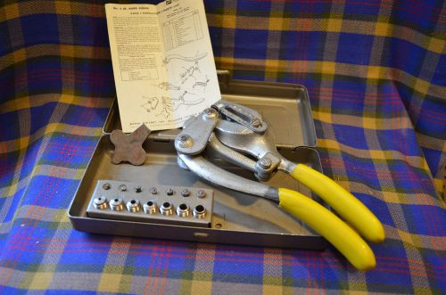 Vintage roper whitney no. 5 jr. hand punch &amp; die set + instruction made usa for sale