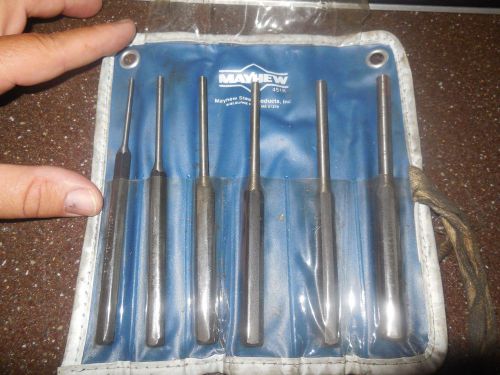 6 Piece Mayhew Punch Set 3mm to 8MM  6&#034; long with Pouch 451K Free USA Shipping!