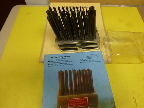 TRANSFER PUNCH SET 28 PUNCHES 3/32-1/2 BY 64THS +17/32 IN STAND NEW $5.00
