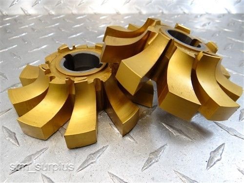 PAIR OF GLEASON HSS CONCAVE TIN COATED MILLING CUTTERS 4-5/16&#034; W/ .189 RAKE