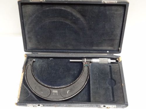 BROWN AND SHARPE OUTSIDE MICROMETER CALIPER 4&#034; to 5&#034; WITH CASE ~ TAKE A LOOK ~