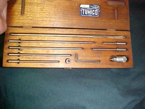 TUMICO FEATHER LIGHT INSIDE MICROMETER SET 1 1/2 TO 8 1/5 IN ORIGINAL WOOD BOX