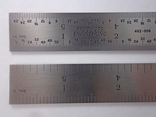 Usa pec 6&#034; rigid stainless steel 4r machinist ruler/rule 1/64, 1/32, 1/8, 1/16 for sale